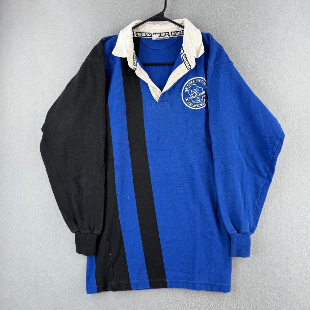 Vintage Black & Blue Rugby Club Shirt Jersey Mens 46 Blue Heavy Cotton Milwaukee